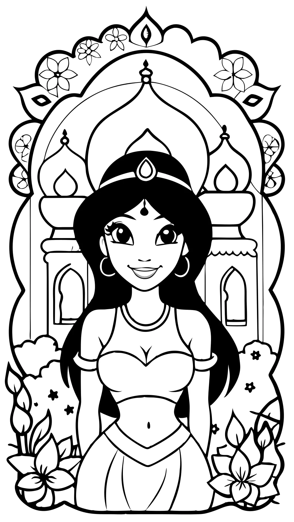 Página para colorear de la princesa Jasmine